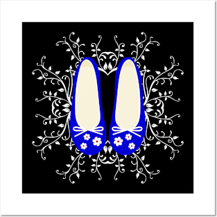 Cute royal blue pumps shoes Posters and Art